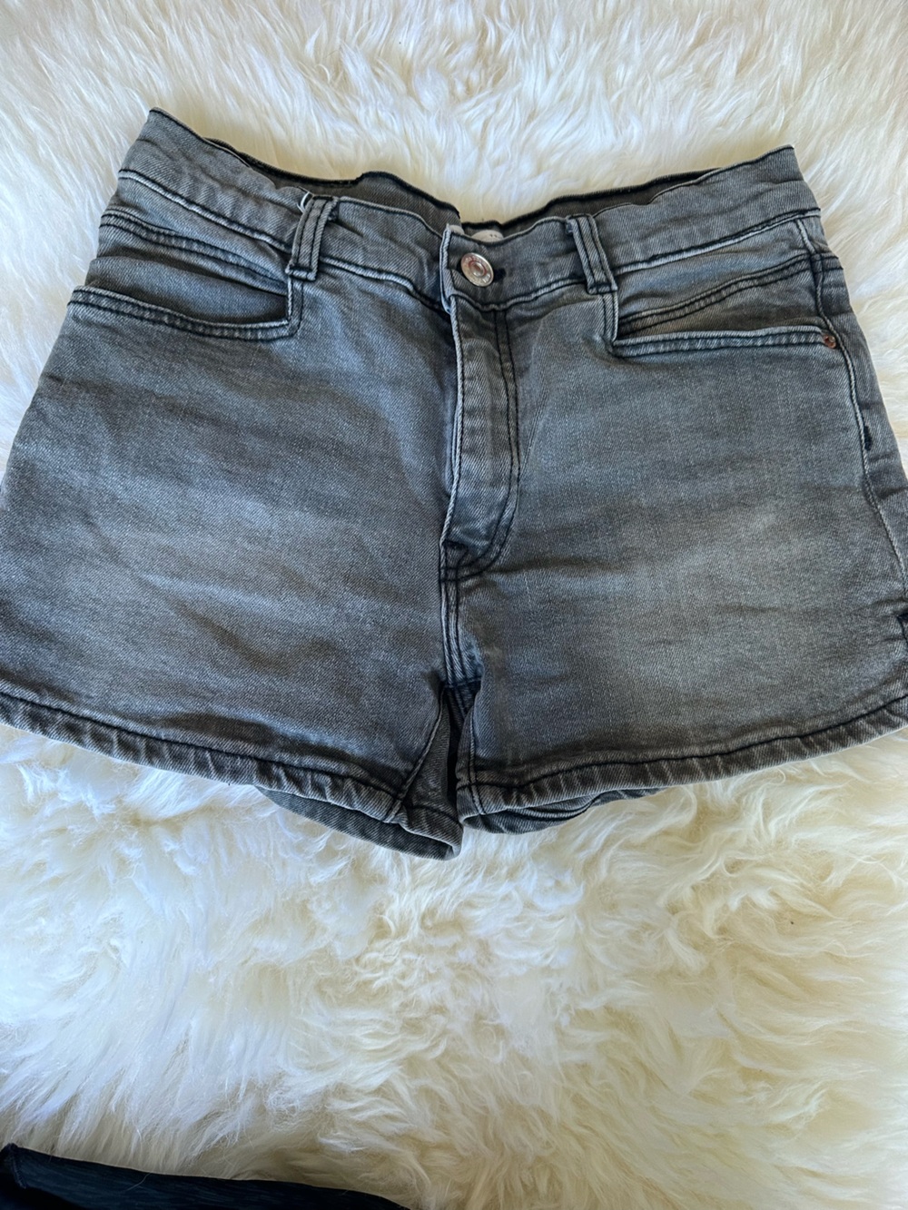 Zara Gray Washed Denim Shorts
